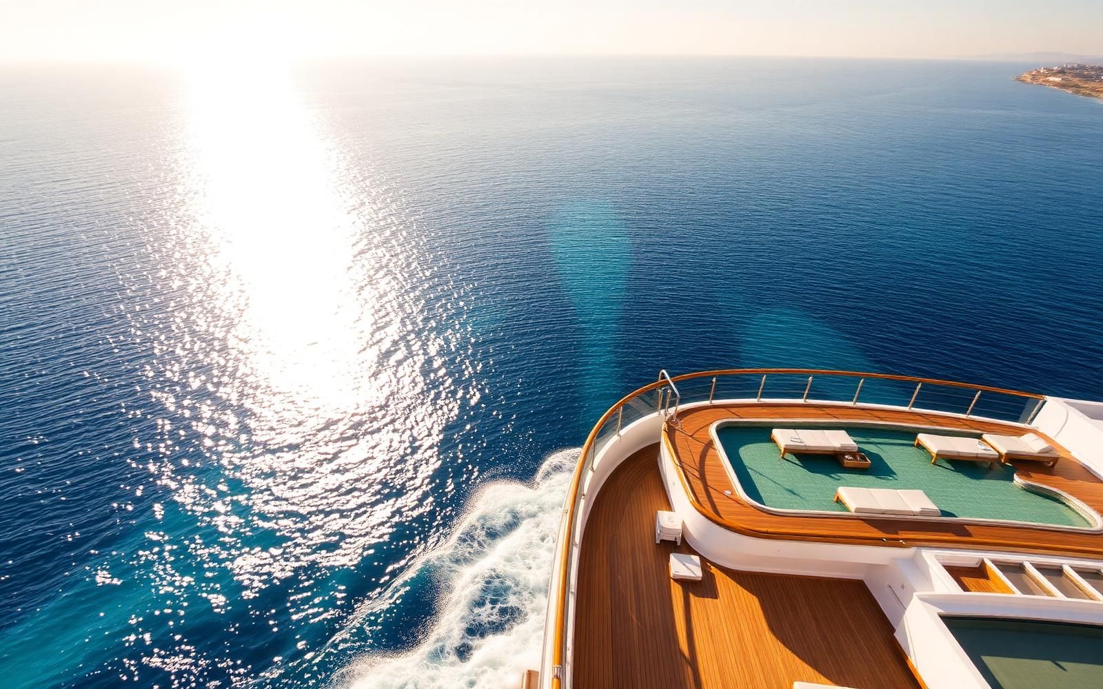 Luxury cruise deck at golden hour