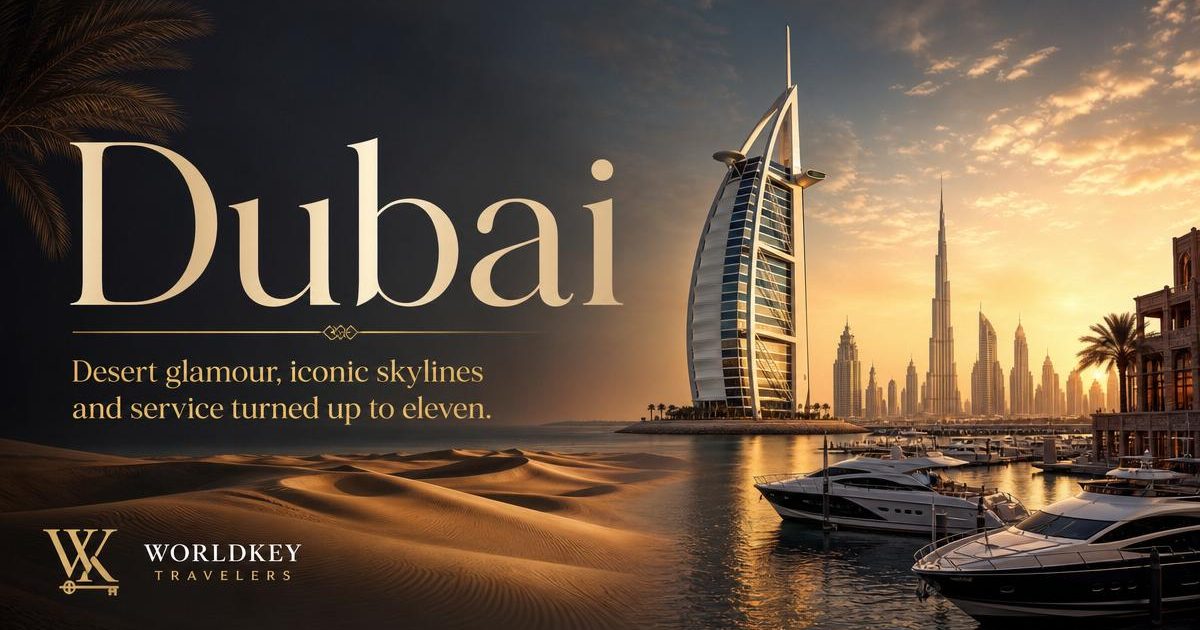 Dubai, United Arab Emirates — Private yacht around the Palm and The World islands